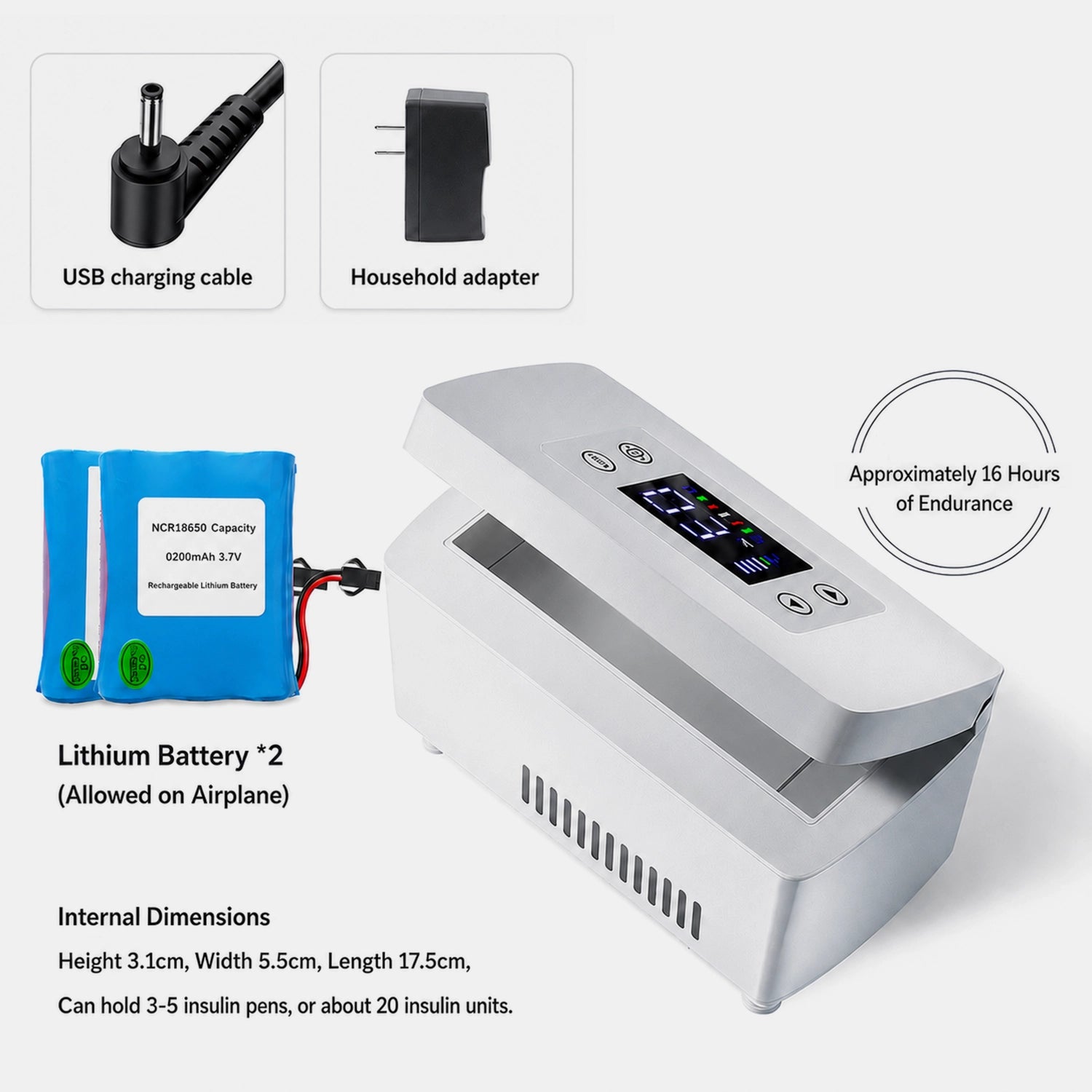 The Pepkase Mini-Fridge runs 16 hours on its built-in battery without an outlet