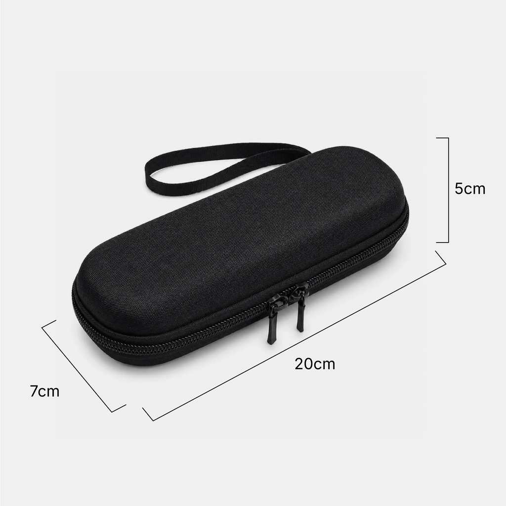 The Pepkase Travel Case dimensions and interior capacity diagram