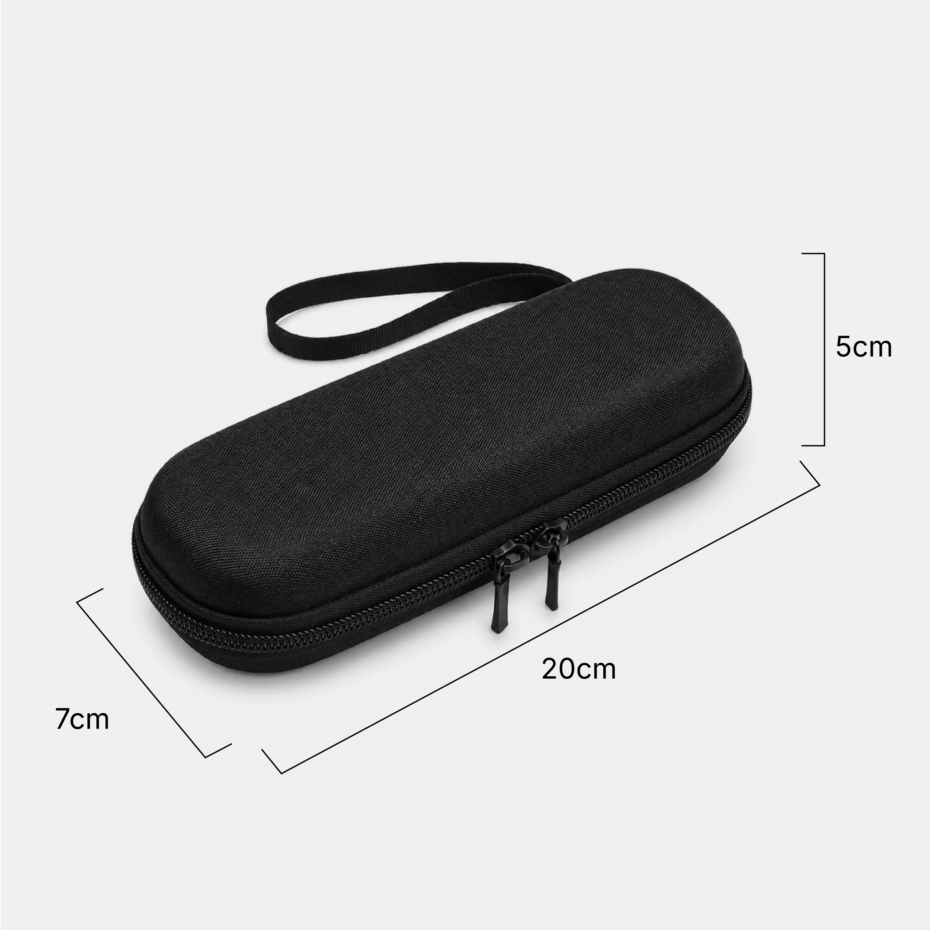 The Pepkase Travel Case dimensions and interior capacity diagram